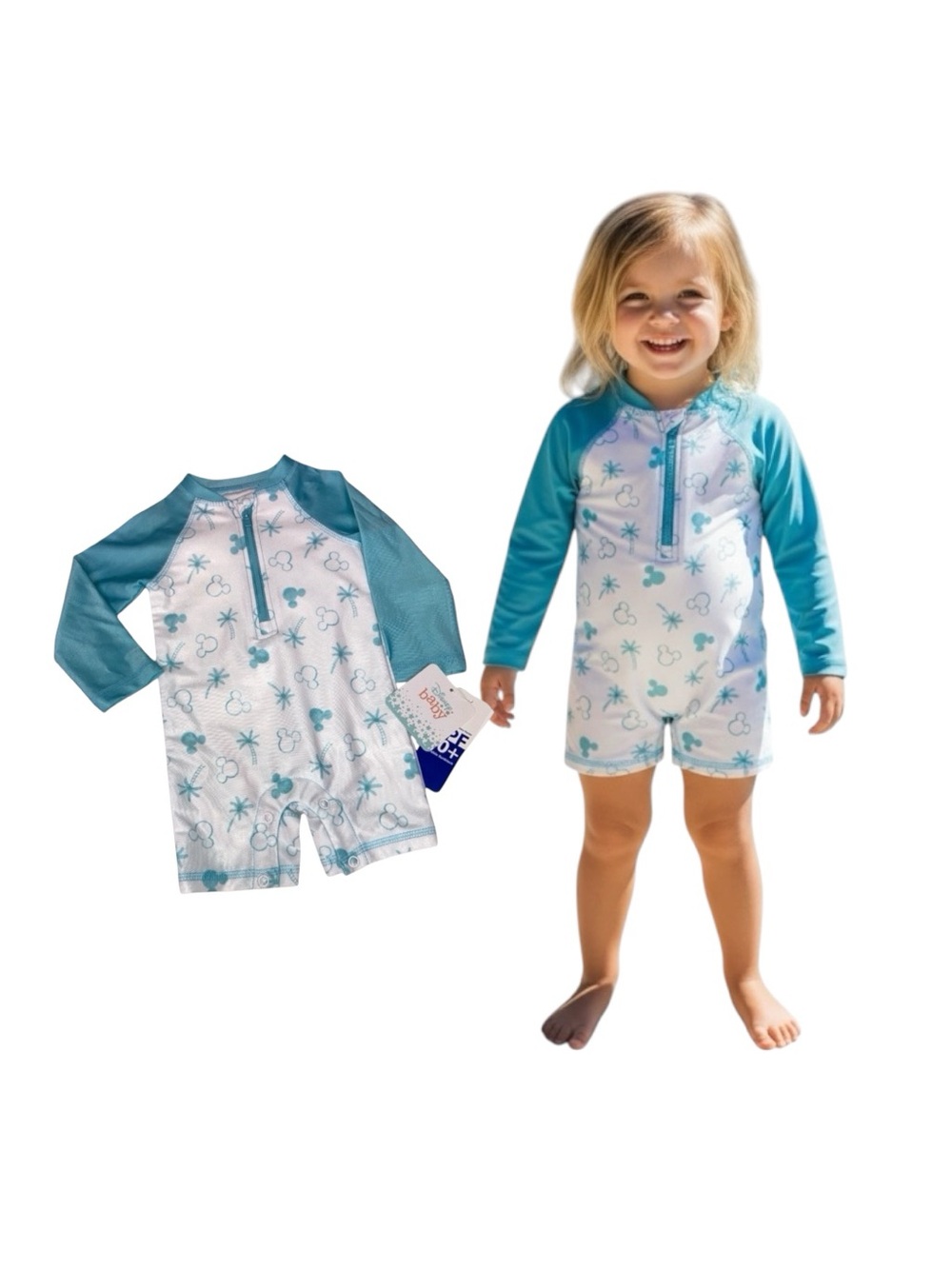 Disney Mickey Mouse Blue and White Rashguard Swimwear